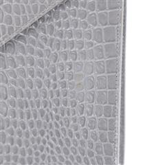 YVES SAINT LAURENT Crocodile Embossed Grey Leather Envelope Bag